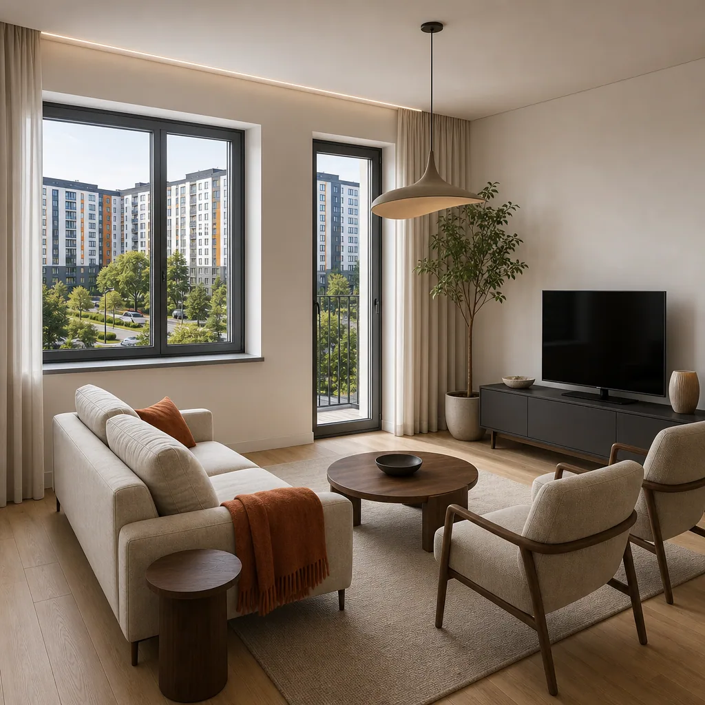 1-но комн. · 56,21 м² — вид квартиры