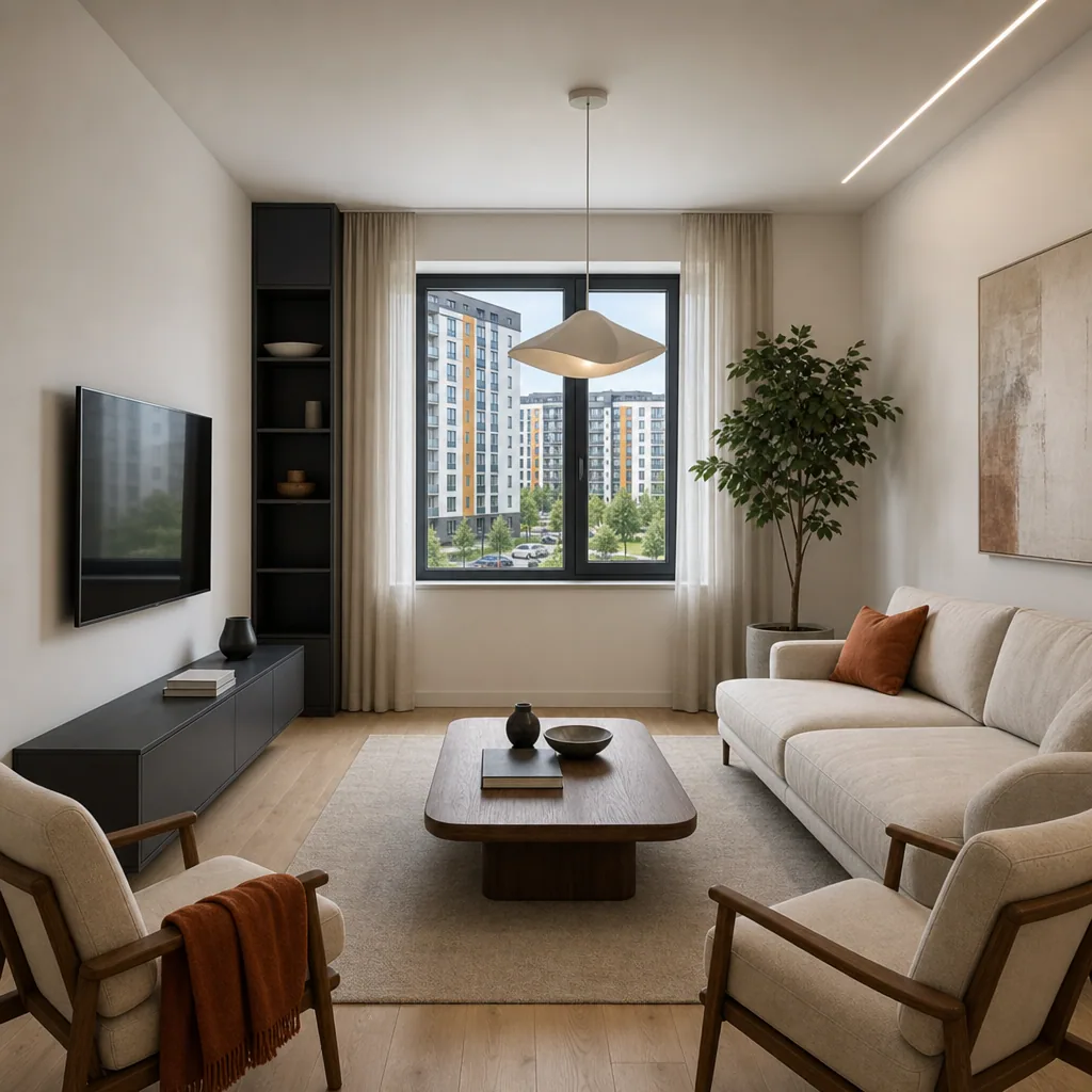 1-но комн. · 56,73 м² — вид квартиры