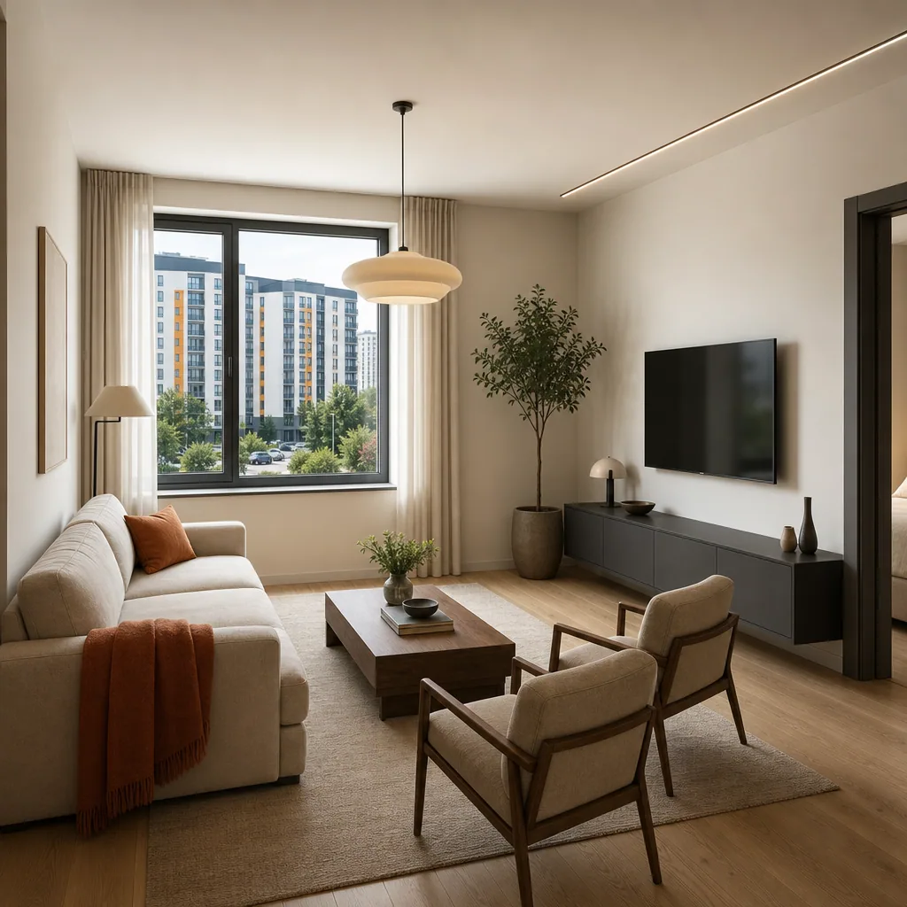 1-но комн. · 57,28 м² — вид квартиры